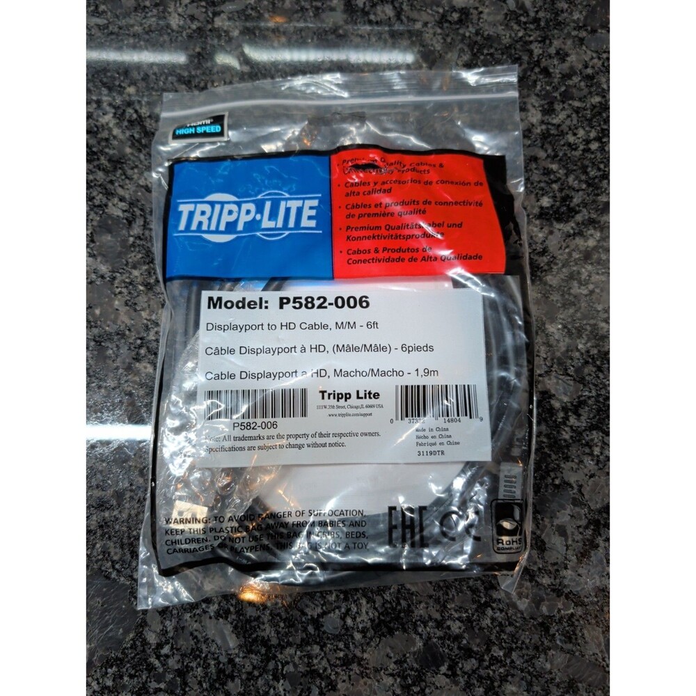 Tripp Lite P582-006 DisplayPort to HDMI HD Cable – 6 ft DP TO HDMI **NEW**